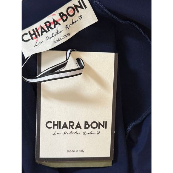 Chiara Boni La Petite Robe Womens Ferflo Bic Collared Cocktail Dress Blue 8 - Picture 11 of 13